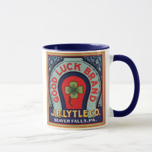 Vintage Viel Glück Brand J. Bl Lytle Co. Tasse