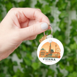 Vintage Vienna Austria Keychain – Retro Travel Art Schlüsselanhänger
