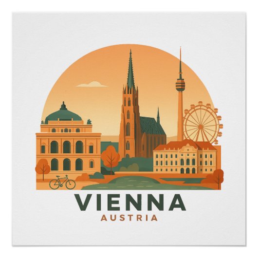 Vintage Vienna Austria Poster – Retro Travel Art (Vorderseite)