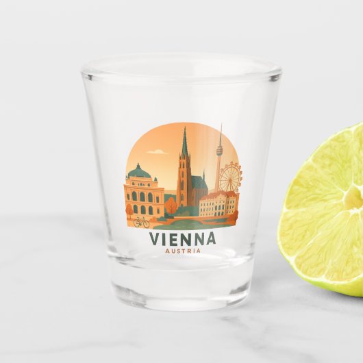 Vintage Vienna Austria Shot Glass – Retro Travel  Schnapsglas (Vorderseite)