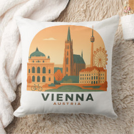 Vintage Vienna Austria Throw Pillow – Retro Travel Kissen