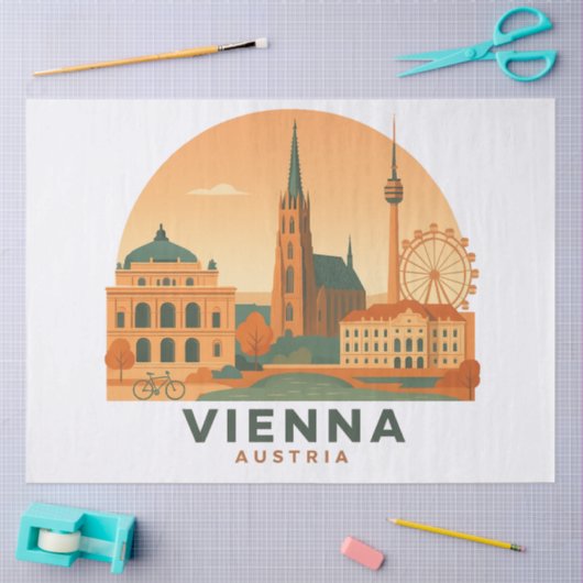Vintage Vienna Austria Tissue Paper – Retro Travel Seidenpapier (Basteln)