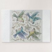 Vintage Vier-Vögel-Illustration Puzzle (Horizontal)