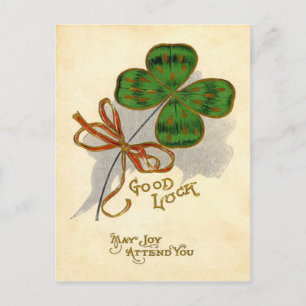 Vintage-Vierblattklee-St.-Patricks-Day-Karte Postkarte