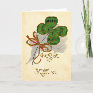 Vintage Vierblättriges Kleeblatt St Patrick's Day  Karte