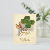 Vintage Vierblättriges Kleeblatt St Patrick's Day  Postkarte (Stehend Vorderseite)