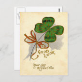 Vintage Vierblättriges Kleeblatt St Patrick's Day  Postkarte (Vorne/Hinten)