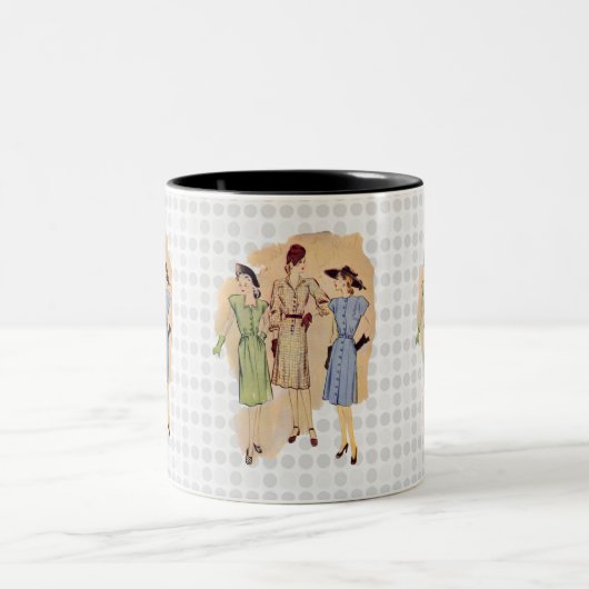 Vintage Vierzigerjahre Mode Zweifarbige Tasse (Mittel)