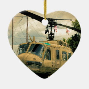 Vintage Vietnam-Ära Uh-1 Huey Militärhubschrauber Keramik Ornament