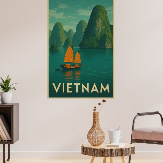 Vintage Vietnam Scenic Lake Poster (Wohnzimmer 3)