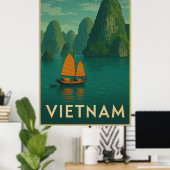 Vintage Vietnam Scenic Lake Poster (Heimbüro)
