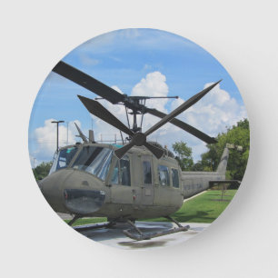 Vintage Vietnam Uh-1 Huey Military Helicopter Runde Wanduhr