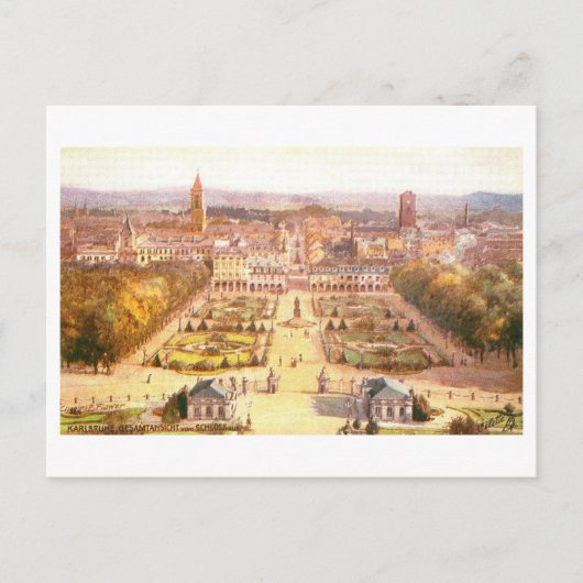 Vintage View from the Castle, Karlsruhe, Germany Postkarte (Vorderseite)