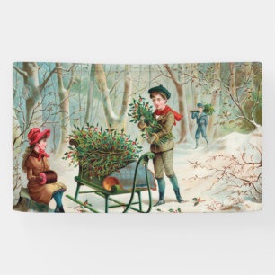 vintage,viktorianisch,ländlich,weihnachten,muster, banner