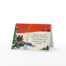 Vintage viktorianisch rotes Weihnachten Schnee Fei