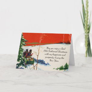 Vintage viktorianisch rotes Weihnachten Schnee Fei