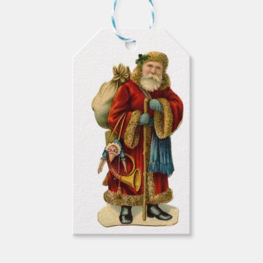 Vintage Viktorianische Alte Word Weihnachtsmann -  Geschenkanhänger (Vorderseite)