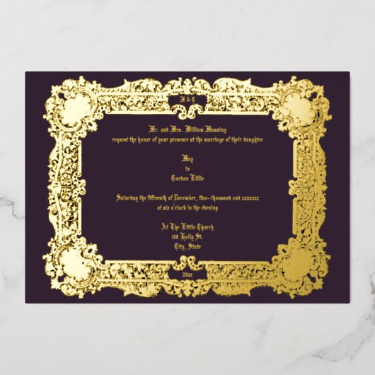 Vintage Viktorianische Ära 1834 Hochzeit Folieneinladung (Vorderseite)