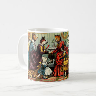 Vintage viktorianische Ära 1880 Katzen-Teeparty Kaffeetasse