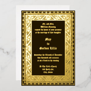 Vintage Viktorianische Ära 1882 Grenze Folieneinladung