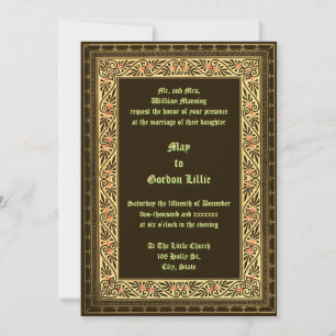 Vintage Viktorianische Ära 1882 Grenzhochzeit Einladung