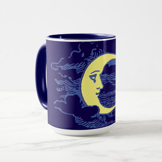 Vintage Viktorianische Ära Crescent Moon Face Tasse (Vorderseite Links)