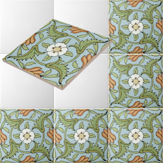 Vintage Viktorianische Ära Französisches Blumenmus Fliese