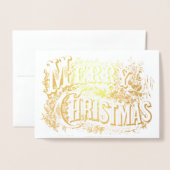 Vintage Viktorianische Ära Frohe Weihnachten Folienkarte (Vorderseite mit Umschlag)