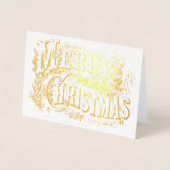 Vintage Viktorianische Ära Frohe Weihnachten Folienkarte (Vorderseite)