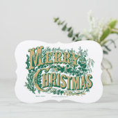 Vintage Viktorianische Ära Frohe Weihnachtsfarbe Feiertagskarte (Stehend Vorderseite)