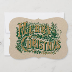 Vintage Viktorianische Ära Frohe Weihnachtsfarbe Feiertagskarte