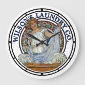 Vintage Viktorianische Ära Jugendstilwäsche Große Wanduhr (Vorderseite)