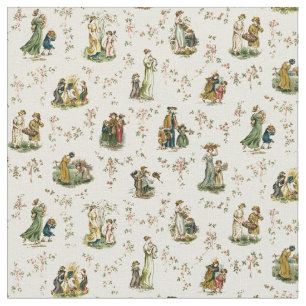 Vintage Viktorianische Ära Kate Greenaway Pattern Stoff