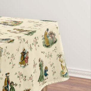 Vintage Viktorianische Ära Kate Greenaway Pattern Tischdecke