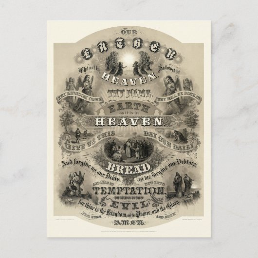Vintage Viktorianische Ära Lord's Gebet Postkarte (Vorderseite)