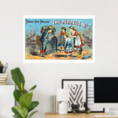 Vintage Viktorianische Ära-Nähmaschine und Anzeige Poster (Heimbüro)