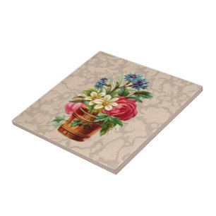 Vintage viktorianische Art-Blumenanzeige Fliese