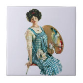 Vintage Viktorianische Artist Lady Painter Palette Fliese (Vorderseite)