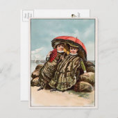 Vintage Viktorianische Austern am Strand Postkarte (Vorne/Hinten)