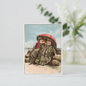 Vintage Viktorianische Austern am Strand Postkarte (Stehend Vorderseite)