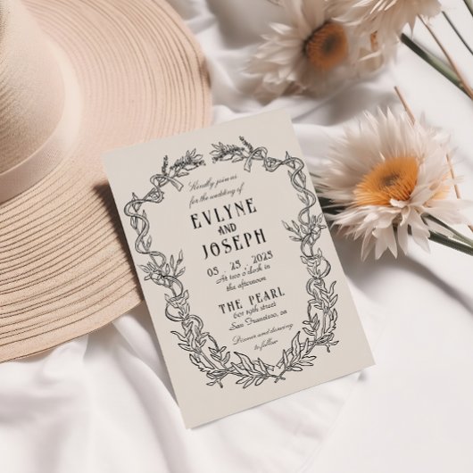 Vintage Viktorianische Barockblumenhochzeit Einladung