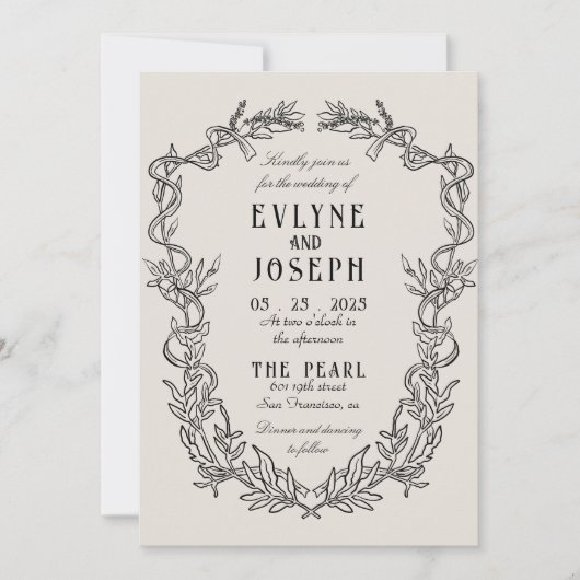 Vintage Viktorianische Barockblumenhochzeit Einladung (Vorderseite)