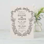 Vintage Viktorianische Barockblumenhochzeit Einladung (Stehend Vorderseite)