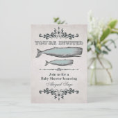 Vintage Viktorianische Beach Whale Babydusche einl Einladung (Stehend Vorderseite)