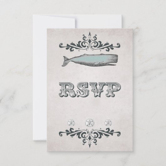 Vintage Viktorianische Beach Whale Wedding RSVP Ca (Vorderseite)