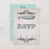 Vintage Viktorianische Beach Whale Wedding RSVP Ca (Vorne/Hinten)