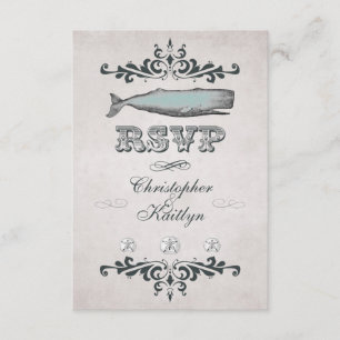 Vintage Viktorianische Beach Whale Wedding RSVP Ca Karte