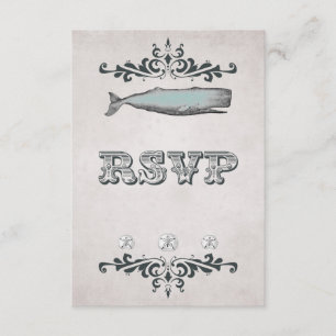 Vintage Viktorianische Beach Whale Wedding RSVP Ca Karte