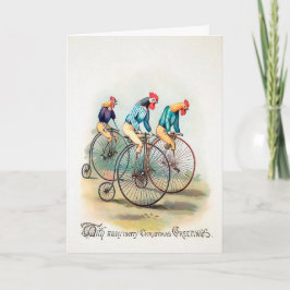 Vintage Viktorianische Bike Roosters Weihnachtskar Feiertagskarte