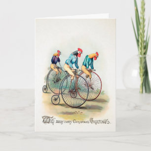 Vintage Viktorianische Bike Roosters Weihnachtskar Feiertagskarte